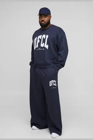 Boohoo Plus Ofcl Versleten Boxy Trui En Trainingspak Met Extreme Wide Leg Joggingbroek