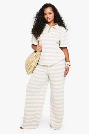 Boohoo Plus Super Oversized Wide Leg Broek Met Touwtjes