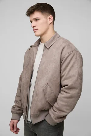 Boohoo Tall Oversized Nep Suède Boxy Harrington Jas