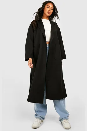Boohoo Oversized Wollen Jas Met Ceintuur