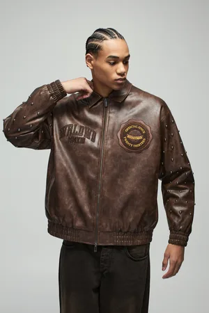Boohoo Oversized Western Bomberjack Met Studs En Kraag