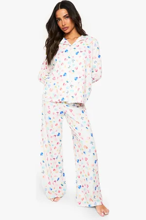 Boohoo Petite Hartjes Pyjama Set Met Blouse En Broek