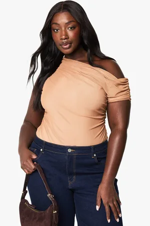 Boohoo Plus Geplooide Mesh Overlay One Piece
