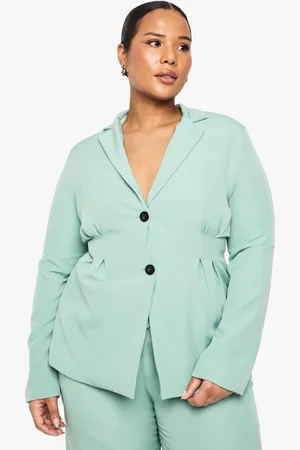 Boohoo Plus Geweven Blazer Met Geplooide Taille