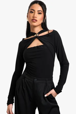 Boohoo Strakke One Piece Met Dubbele Lagen En Uitsnijding