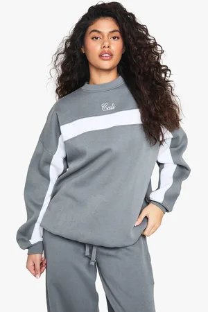 Boohoo Oversized Geborduurde Trui Met Contrasterend Paneel