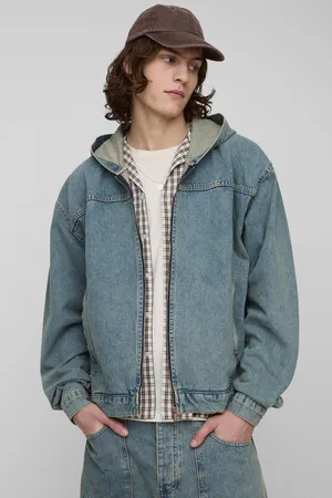 Boohoo Tall Boxy Denim Hoodie Met Debossing