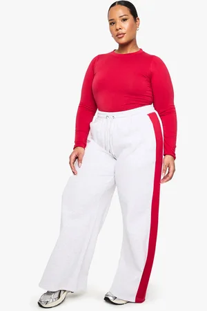 Boohoo Plus Wide Leg Joggingbroek Met Zijstreep