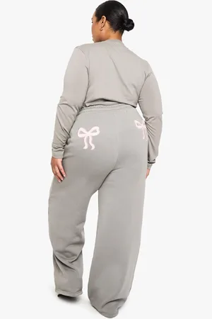 Boohoo Plus Wide Leg Joggingbroek Met Strik