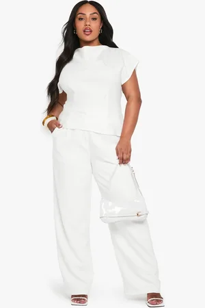 Boohoo Plus Getailleerde Wide Leg Broek