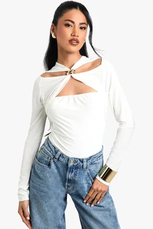 Boohoo Strakke One Piece Met Dubbele Lagen En Uitsnijding