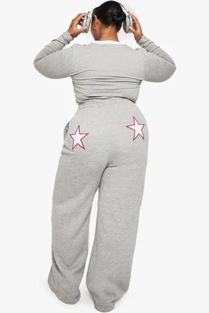 Boohoo Plus Wide Leg Star Icon Joggingbroek