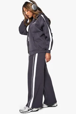 Boohoo Plus Wide Leg Joggingbroek Met Zijstreep