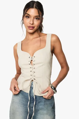 Boohoo Bengaline Korset Top Met Veters