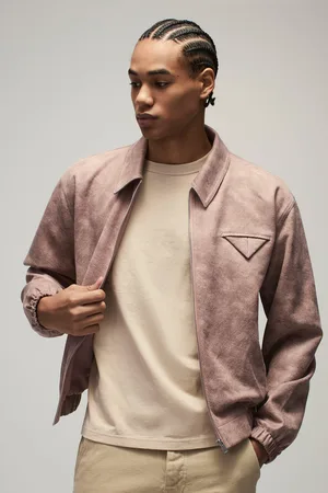 Boohoo Gebleekte Boxy Nep Suède Harrington Jas