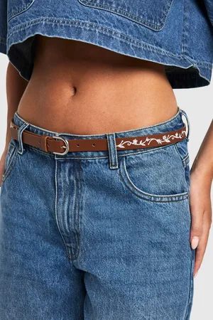 Boohoo Geborduurde Dunne Riem Met Bloemen