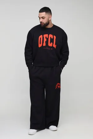 Boohoo Plus Ofcl Versleten Boxy Trui En Trainingspak Met Extreme Wide Leg Joggingbroek