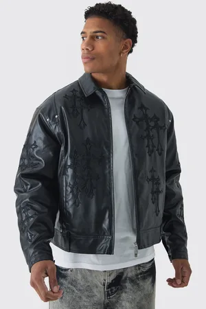 Boohoo Pu Biker Jas Met Gekruiste Bandjes In Zwart