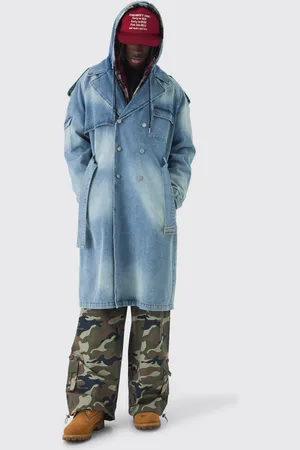 Boohoo Oversized Denim Trenchcoat Met Capuchon