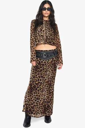 Boohoo Geweven Luipaardprint Maxi Rok
