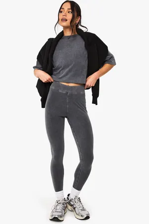 Boohoo Acid Wash Gebleekte Leggings Met Hoge Taille
