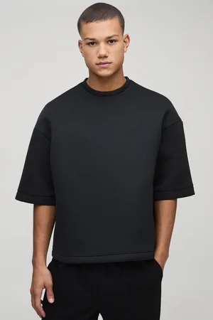 Boohoo Oversized Boxy Scuba Trui Met Halve Mouwen