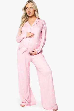 Boohoo Zwangerschap Hartjes Pyjama Set Met Blouse En Broek