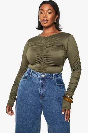 Boohoo Plus Superzachte Geplooide One Piece
