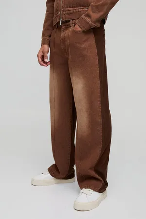 Boohoo Baggy Corduroy Acid Wash Gebleekte Jeans