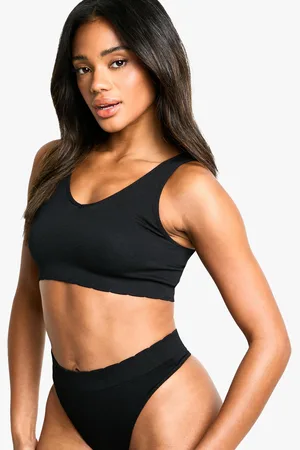 Boohoo Geribbelde Look Free Bralette Met Geribbelde Zoom En Laag Decolleté
