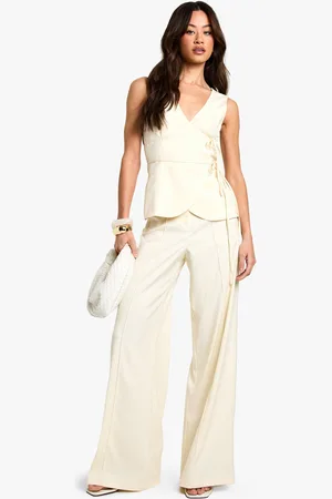Boohoo Tall Getailleerde Linnen Look Broek