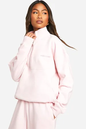 Boohoo Oversized Geborduurde Dsgn Studio Trui Met Korte Rits
