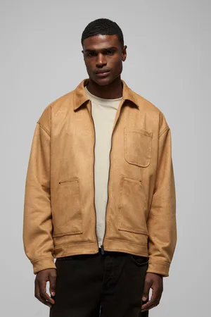 Boohoo Oversized Nep Suède Krokodillen Utility Utility Jas Met Kraag
