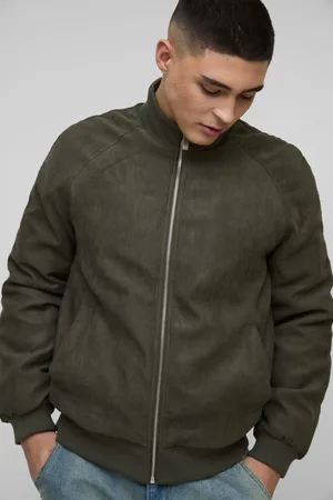 Boohoo Nep Suède Regular Fit Raglan Bomberjack Met Hoge Kraag