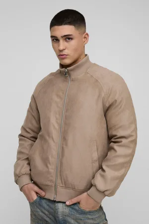 Boohoo Nep Suède Regular Fit Raglan Bomberjack Met Hoge Kraag
