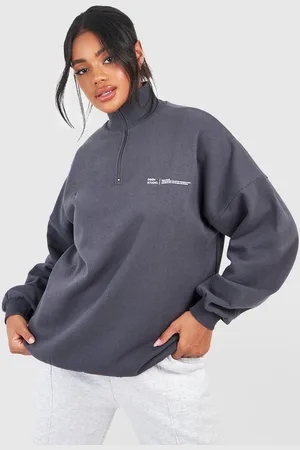 Boohoo Oversized Trui Met Tekst, Korte Rits En Tekst
