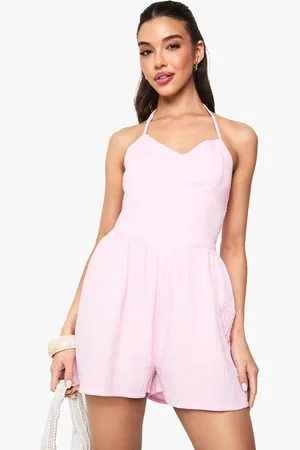 Boohoo Losse Kaasdoek Romper Met Textuur