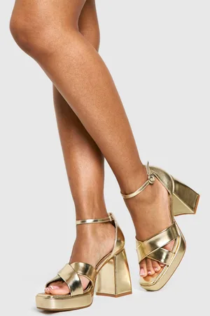 Boohoo Brede Metallic Hakken Met Plateauzolen