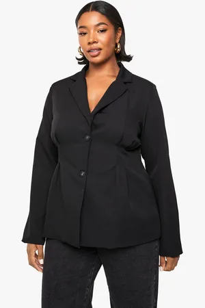 Boohoo Plus Geweven Blazer Met Geplooide Taille