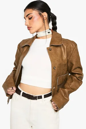 Boohoo Nepleren Jas Met Knoop Detail