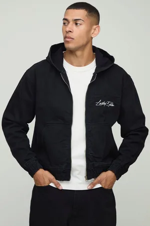 Boohoo Geborduurde Boxy Denim Hoodie
