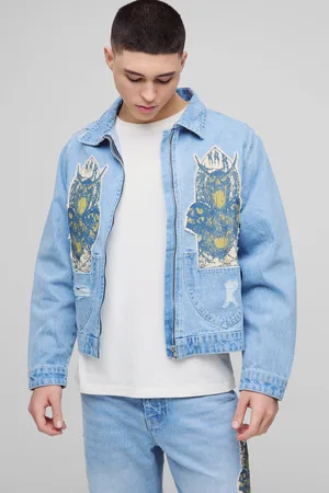 Boohoo Geborduurde Boxy Harrington Spijkerjas