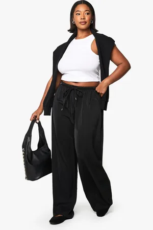 Boohoo Plus Wide Leg Broek Met Trektouwtjes