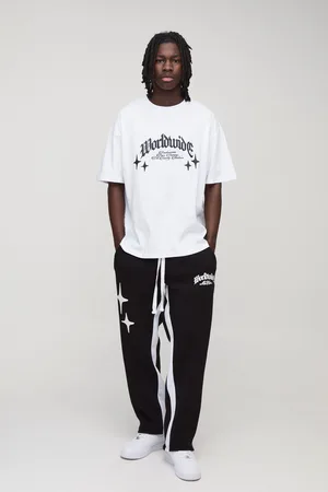 Boohoo Oversized Worldwide T-Shirt En Joggingbroek Met Gusset Set