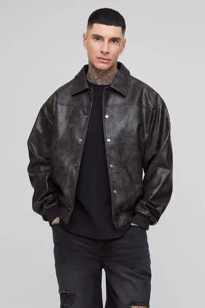 Boohoo Tall Pu Harrington Bomberjack Met Reliëf