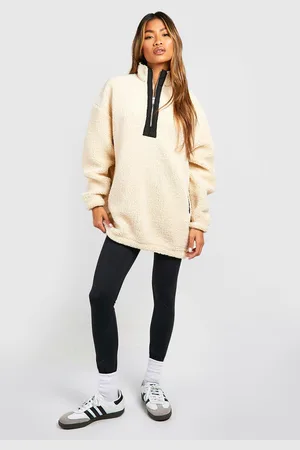 Boohoo Contrasterende Premium Pluizige Trui Met Hoge Hals En Korte Rits
