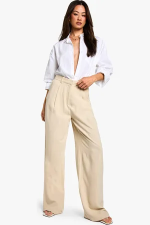 Boohoo Tall Linnen Look Essential Wide Leg Broek
