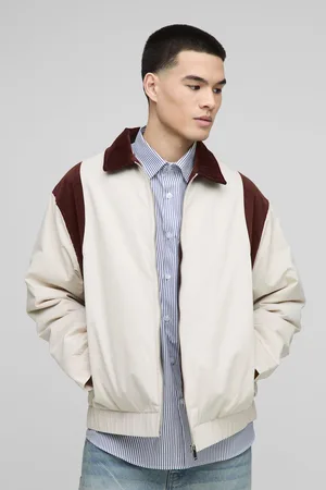 Boohoo Oversized Contrasterend Corduroy Keperstof Bomberjack Met Kraag