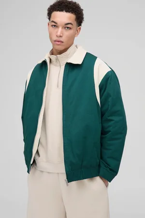 Boohoo Oversized Contrasterend Corduroy Keperstof Bomberjack Met Kraag