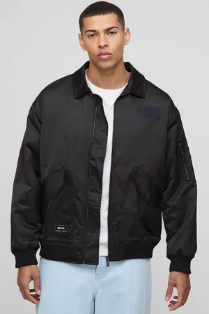 Boohoo Oversized Nylon Piloten Jas Met Kraag